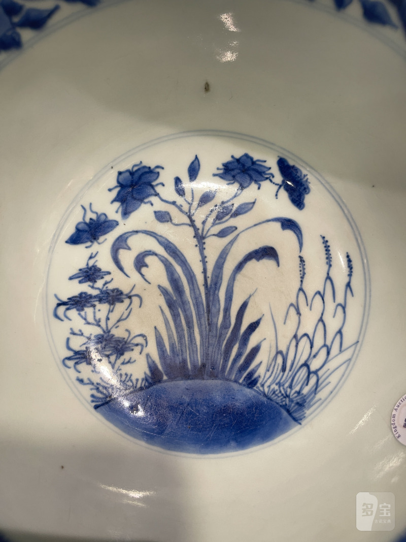 清康熙 青花锦鸡牡丹纹大碗 - 图14